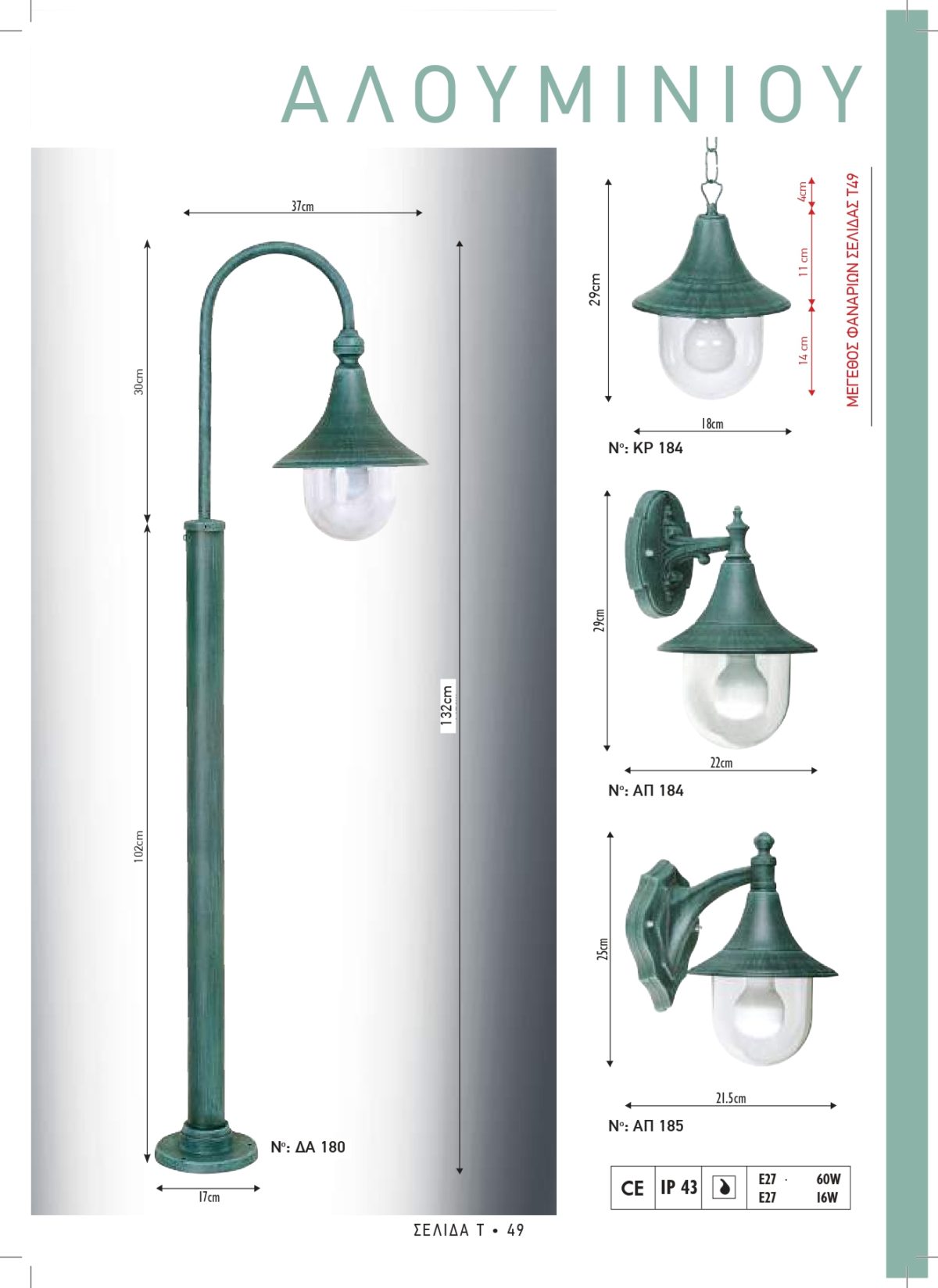 Φωτιστικά εξωτερικού χώρου Διογένης 180-184-185