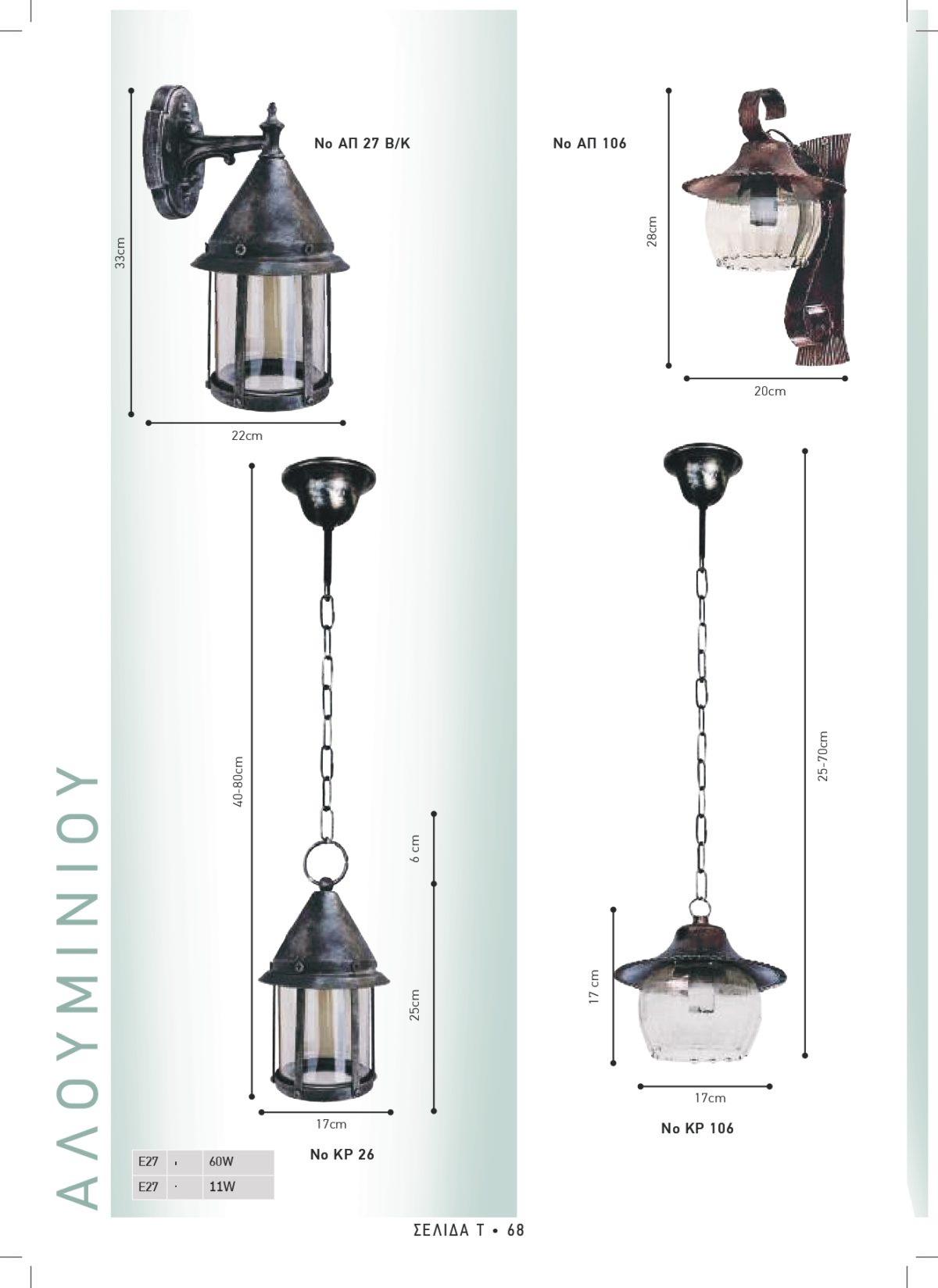 Φωτιστικά εξωτερικού χώρου Διογένης 26-27-106