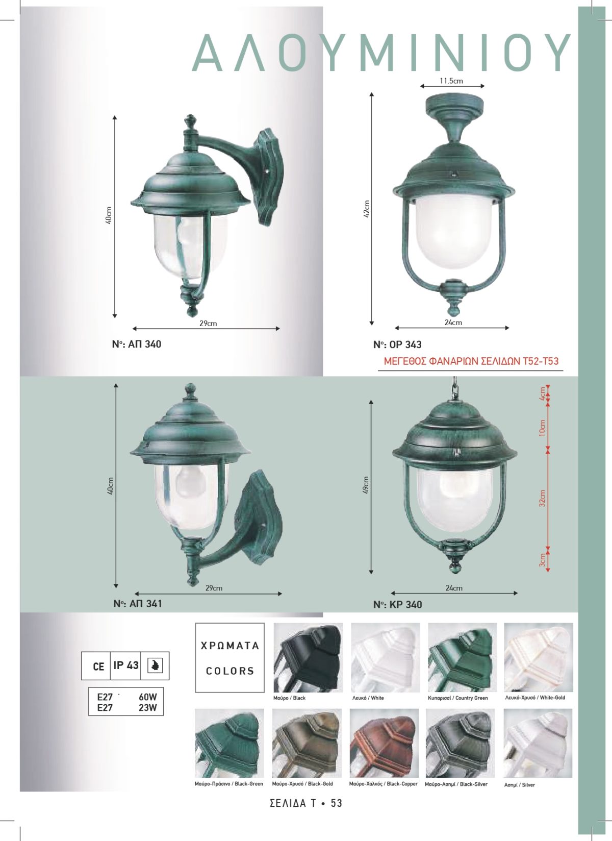 Φωτιστικά εξωτερικού χώρου Διογένης 340-341-343