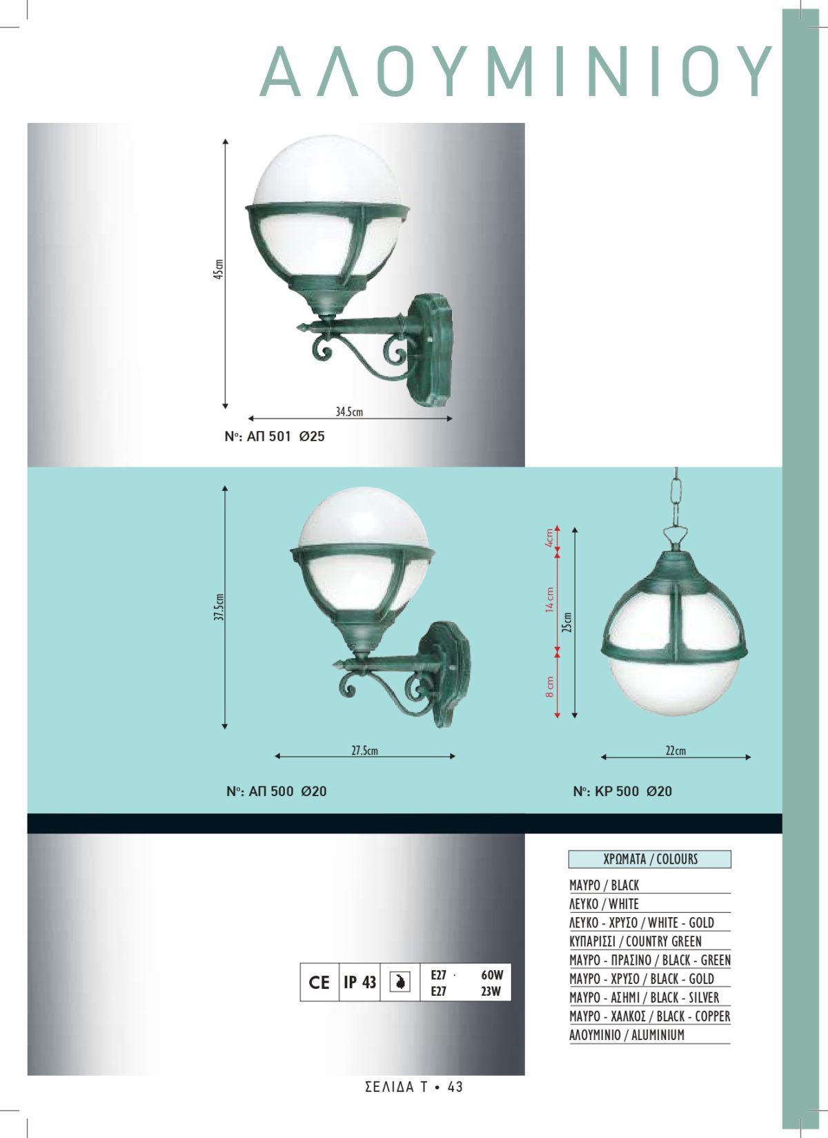 Φωτιστικά εξωτερικού χώρου Διογένης 500-501