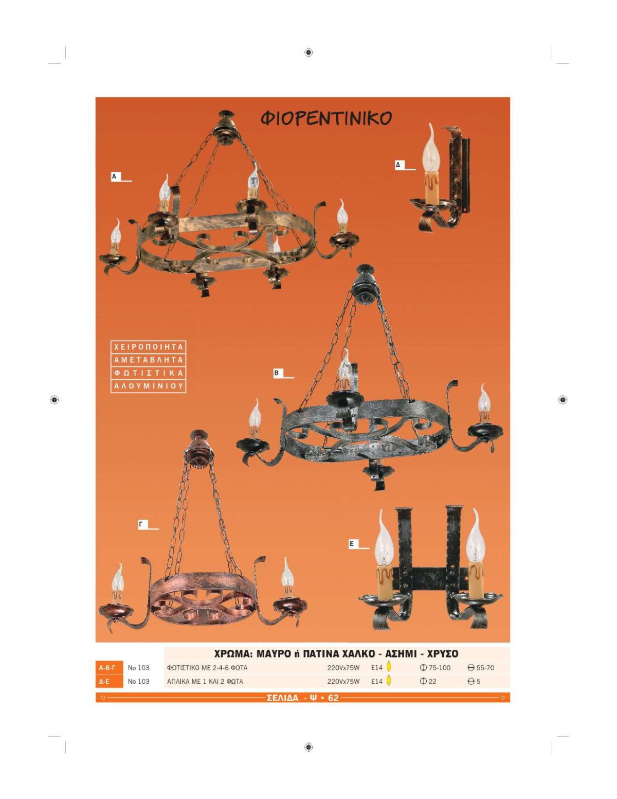 Χειροποίητα φωτιστικά Ήφαιστος Φιορεντίνικα