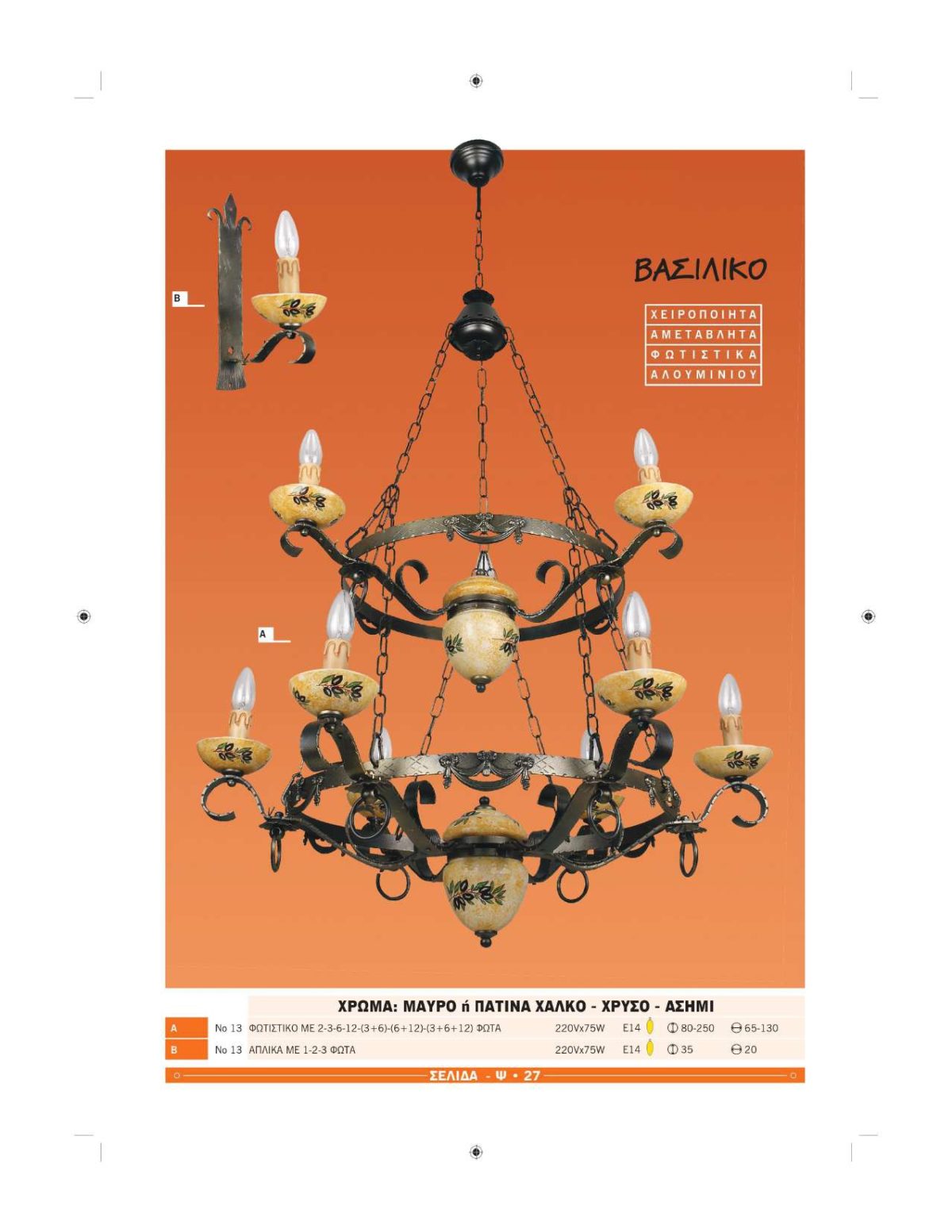 Χειροποίητα φωτιστικά Ήφαιστος Βασιλικά