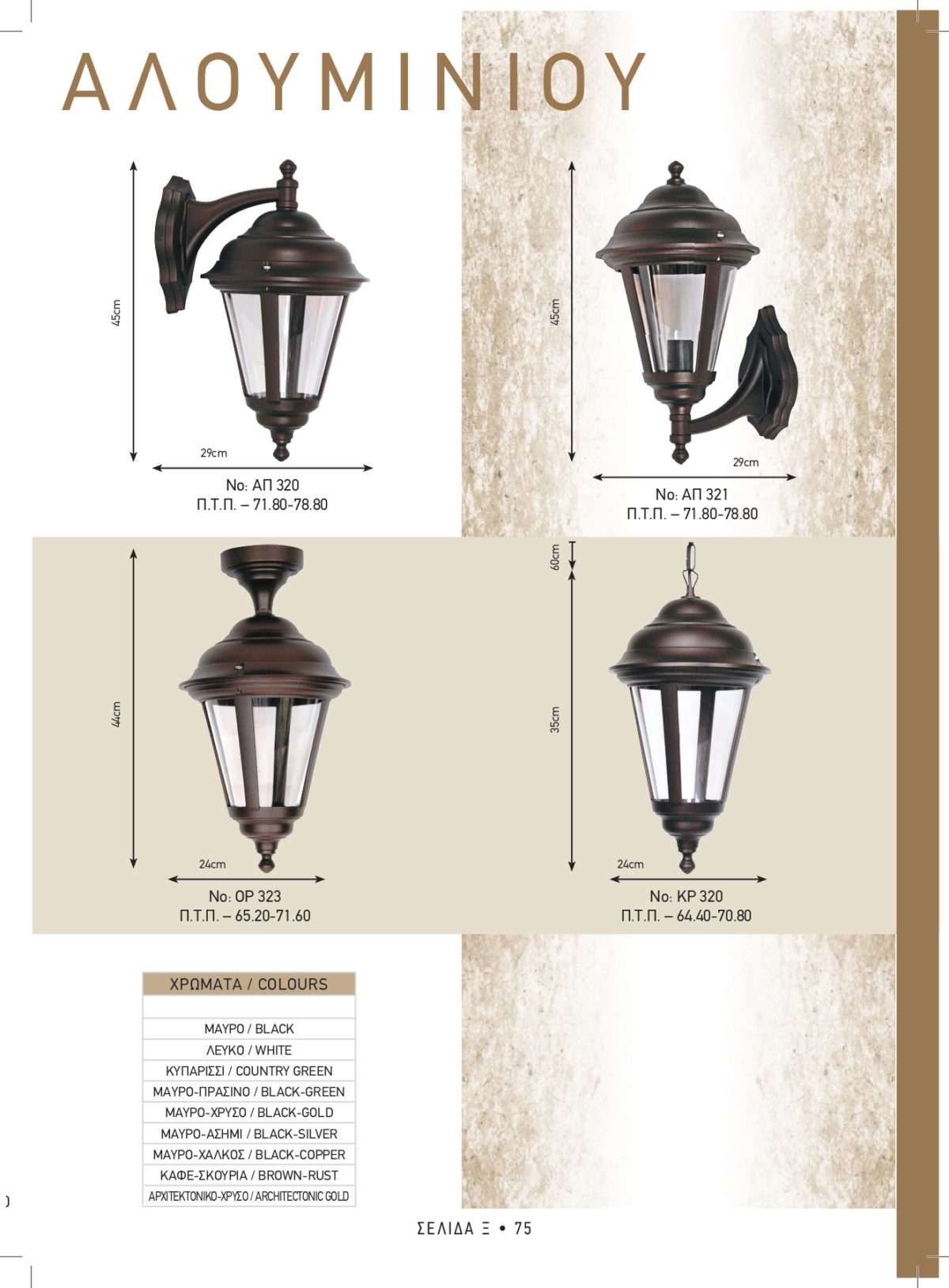 Φωτιστικά εξωτερικού χώρου Καλυψώ 320-321-323