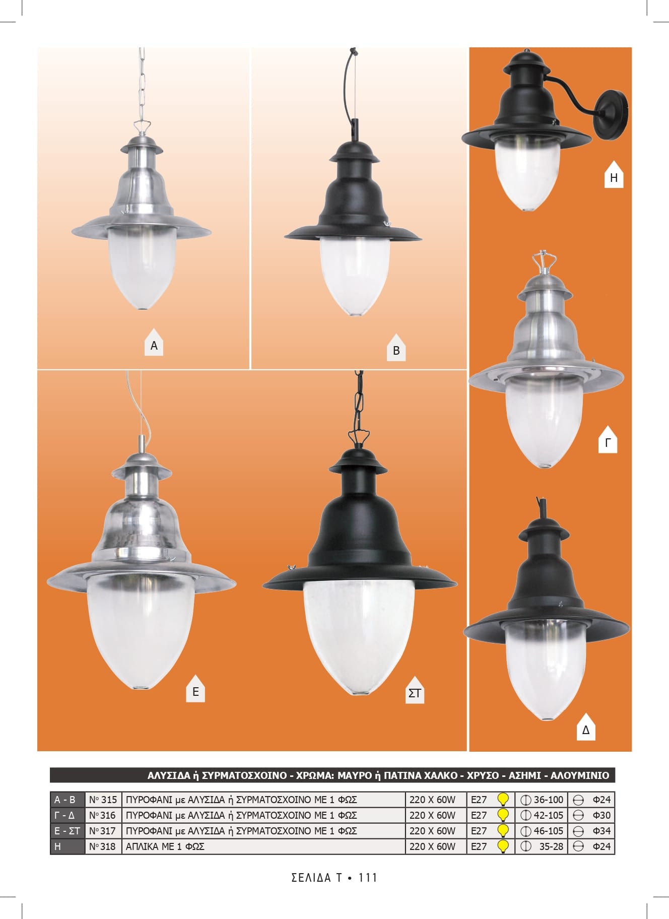 Φωτιστικά εξωτερικού χώρου ορειχάλκινα Διογένης 315 316 317 318