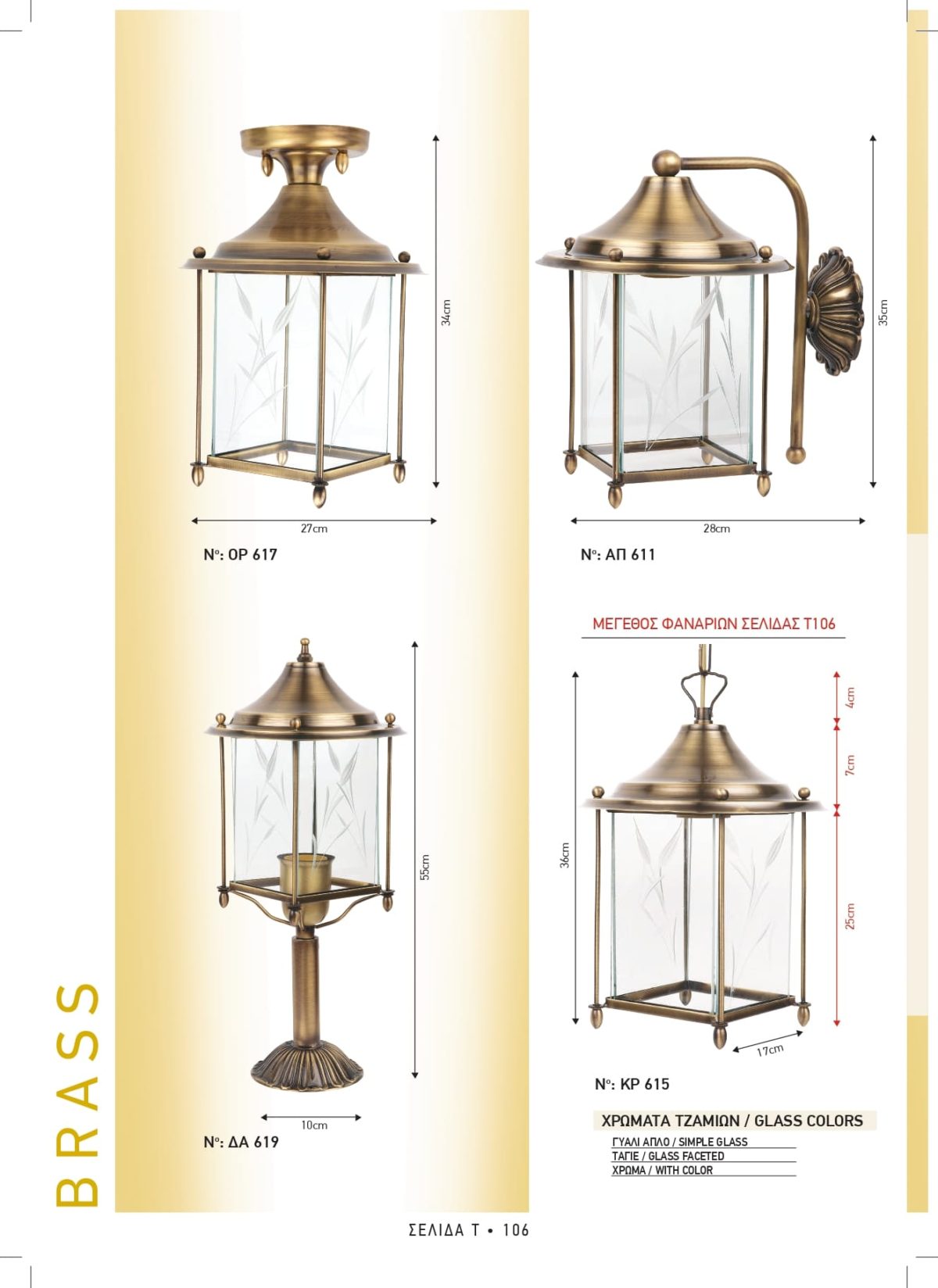 Φωτιστικά εξωτερικού χώρου ορειχάλκινα Διογένης ΟΡ 617 ΑΠ 611 ΔΑ 619 ΚΡ 615