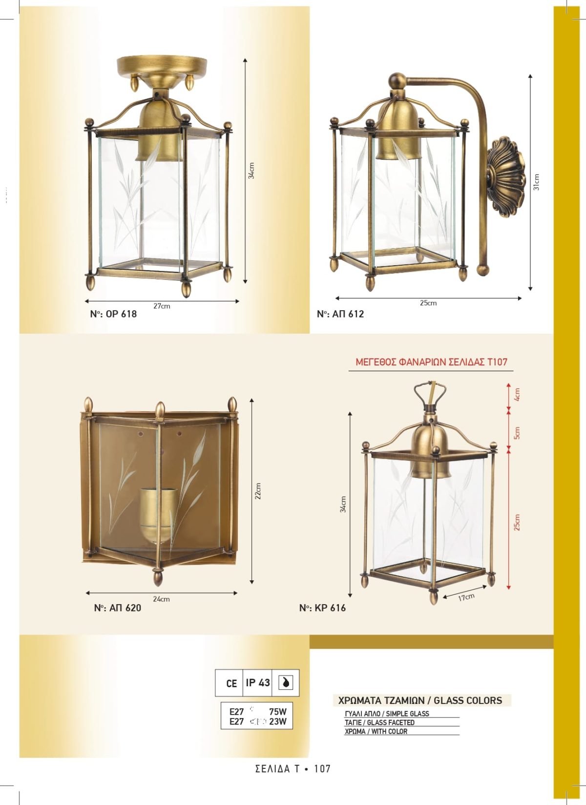 Φωτιστικά εξωτερικού χώρου ορειχάλκινα Διογένης ΟΡ 618 ΑΠ 612 ΑΠ 620 ΚΡ 616