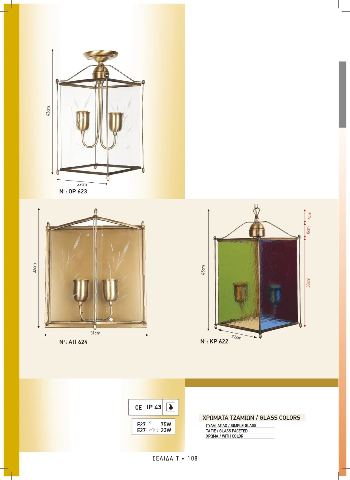 Φωτιστικά εξωτερικού χώρου ορειχάλκινα Διογένης ΟΡ 623 ΑΠ 624 ΚΡ 622